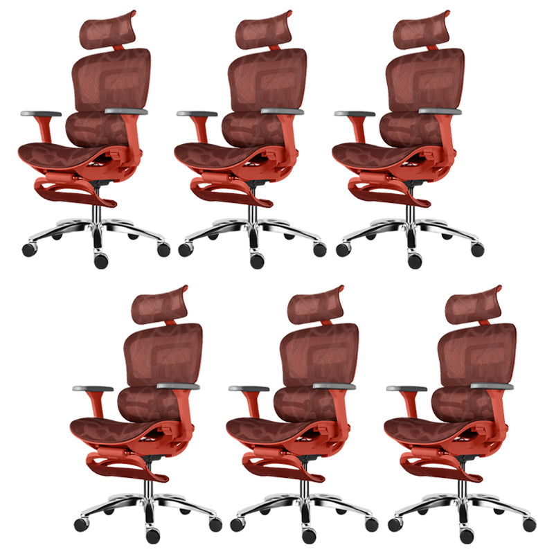 Modern Desk Chair Adjustable Seat Height Office Chair with Wheels Red 6 Piece Set With Footrest Clearhalo 'furn' 'furn_office_chair' 'Furniture' 'Office Chairs' 'Office Furniture' 'office_chair' 6609687