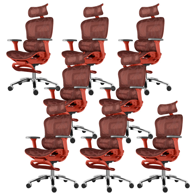 Modern Desk Chair Adjustable Seat Height Office Chair with Wheels Red 8 Piece Set With Footrest Clearhalo 'furn' 'furn_office_chair' 'Furniture' 'Office Chairs' 'Office Furniture' 'office_chair' 6609688