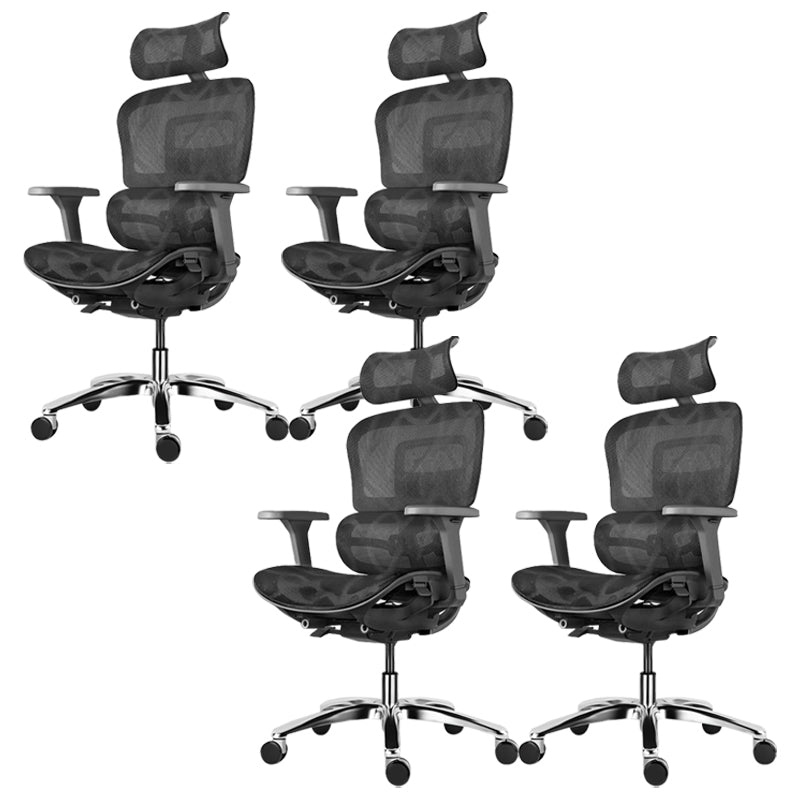 Modern Desk Chair Adjustable Seat Height Office Chair with Wheels Black 4 Piece Set Without Footrest Clearhalo 'furn' 'furn_office_chair' 'Furniture' 'Office Chairs' 'Office Furniture' 'office_chair' 6609691