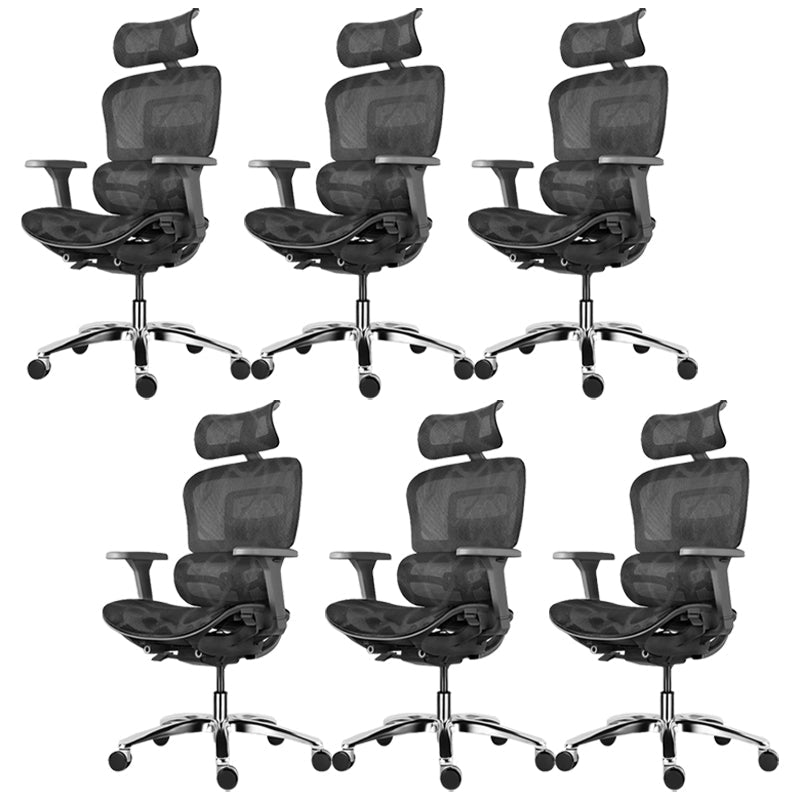 Modern Desk Chair Adjustable Seat Height Office Chair with Wheels Black 6 Piece Set Without Footrest Clearhalo 'furn' 'furn_office_chair' 'Furniture' 'Office Chairs' 'Office Furniture' 'office_chair' 6609692