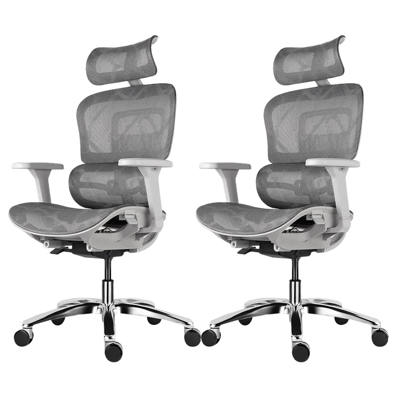 Modern Desk Chair Adjustable Seat Height Office Chair with Wheels Grey 2 Piece Set Without Footrest Clearhalo 'furn' 'furn_office_chair' 'Furniture' 'Office Chairs' 'Office Furniture' 'office_chair' 6609695