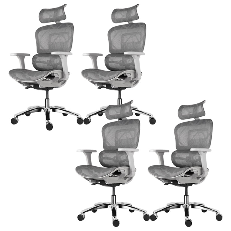 Modern Desk Chair Adjustable Seat Height Office Chair with Wheels Grey 4 Piece Set Without Footrest Clearhalo 'furn' 'furn_office_chair' 'Furniture' 'Office Chairs' 'Office Furniture' 'office_chair' 6609696