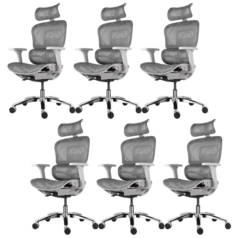 Modern Desk Chair Adjustable Seat Height Office Chair with Wheels Grey 6 Piece Set Without Footrest Clearhalo 'furn' 'furn_office_chair' 'Furniture' 'Office Chairs' 'Office Furniture' 'office_chair' 6609697