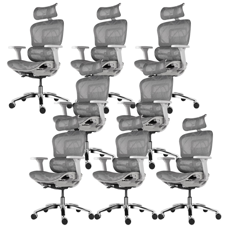 Modern Desk Chair Adjustable Seat Height Office Chair with Wheels Grey 8 Piece Set Without Footrest Clearhalo 'furn' 'furn_office_chair' 'Furniture' 'Office Chairs' 'Office Furniture' 'office_chair' 6609698