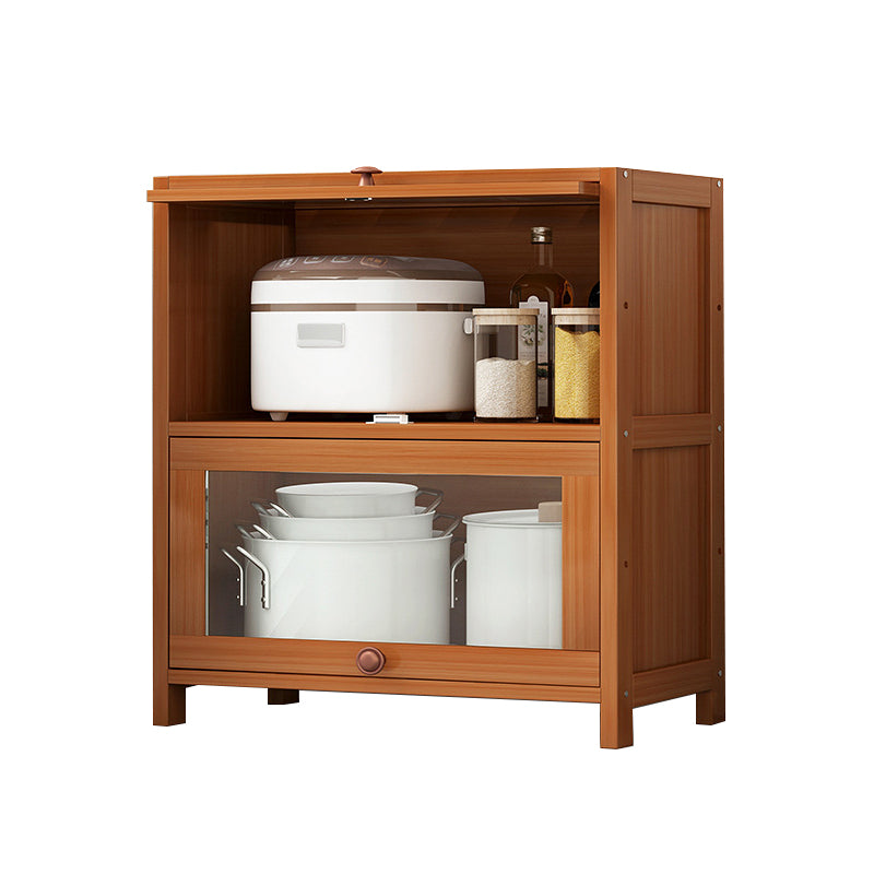 Brown Bamboo Kitchen Server Modern Dining Server for Living Room 23.6"L x 13"W x 28.7"H Clearhalo 'buffet_sideboard' 'Buffets & Sideboards' 'furn' 'furn_buffet_sideboard' 'Furniture' 'Kitchen & Dining Furniture' 6609795