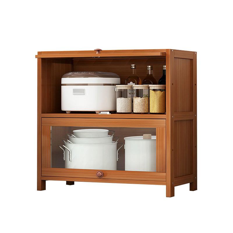 Brown Bamboo Kitchen Server Modern Dining Server for Living Room 27.6"L x 13"W x 28.7"H Clearhalo 'buffet_sideboard' 'Buffets & Sideboards' 'furn' 'furn_buffet_sideboard' 'Furniture' 'Kitchen & Dining Furniture' 6609797