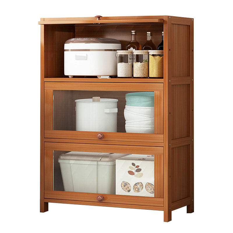 Brown Bamboo Kitchen Server Modern Dining Server for Living Room 27.6"L x 13"W x 41.7"H Clearhalo 'buffet_sideboard' 'Buffets & Sideboards' 'furn' 'furn_buffet_sideboard' 'Furniture' 'Kitchen & Dining Furniture' 6609804