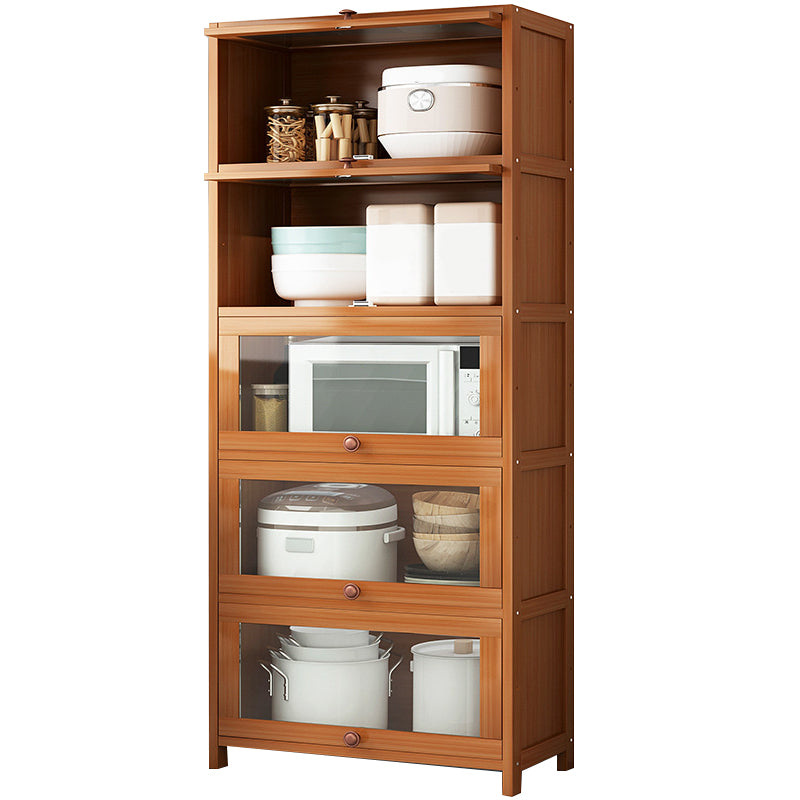 Brown Bamboo Kitchen Server Modern Dining Server for Living Room 27.6"L x 13"W x 67.7"H Clearhalo 'buffet_sideboard' 'Buffets & Sideboards' 'furn' 'furn_buffet_sideboard' 'Furniture' 'Kitchen & Dining Furniture' 6609815