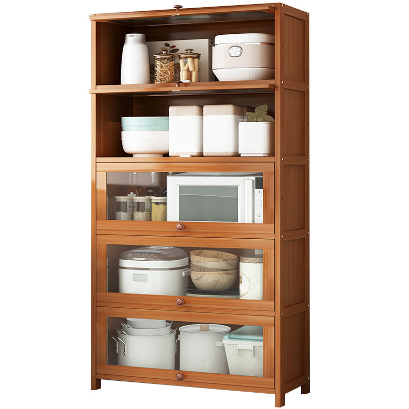 Brown Bamboo Kitchen Server Modern Dining Server for Living Room 31.5"L x 13"W x 67.7"H Clearhalo 'buffet_sideboard' 'Buffets & Sideboards' 'furn' 'furn_buffet_sideboard' 'Furniture' 'Kitchen & Dining Furniture' 6609816