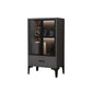 Glam Glass Door Server Wood Dinner Server Cabinet without LED Lights 23.6"L x 13.8"W x 39.4"H Gray Black Clearhalo 'buffet_sideboard' 'Buffets & Sideboards' 'furn' 'furn_buffet_sideboard' 'Furniture' 'Kitchen & Dining Furniture' 6609838