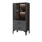 Glam Glass Door Server Wood Dinner Server Cabinet without LED Lights 24"L x 12"W x 47"H Gray Black Clearhalo 'buffet_sideboard' 'Buffets & Sideboards' 'furn' 'furn_buffet_sideboard' 'Furniture' 'Kitchen & Dining Furniture' 6609854