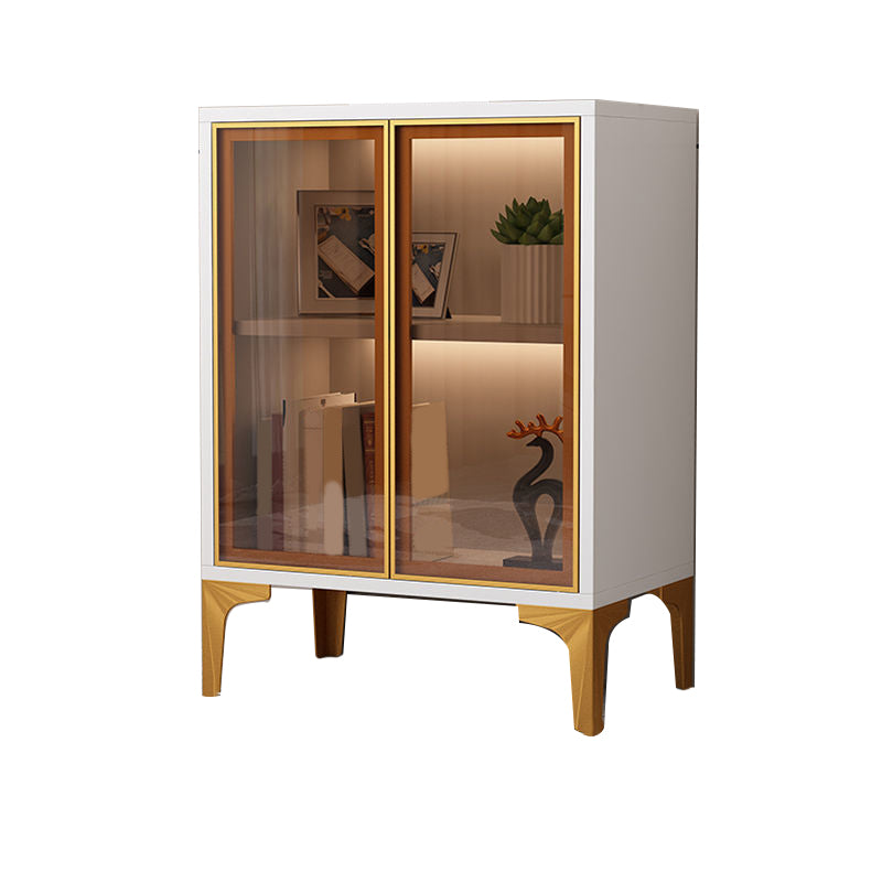 Glam Glass Door Server Wood Dinner Server Cabinet without LED Lights 24"L x 14"W x 31"H White-Gold Clearhalo 'buffet_sideboard' 'Buffets & Sideboards' 'furn' 'furn_buffet_sideboard' 'Furniture' 'Kitchen & Dining Furniture' 6609856