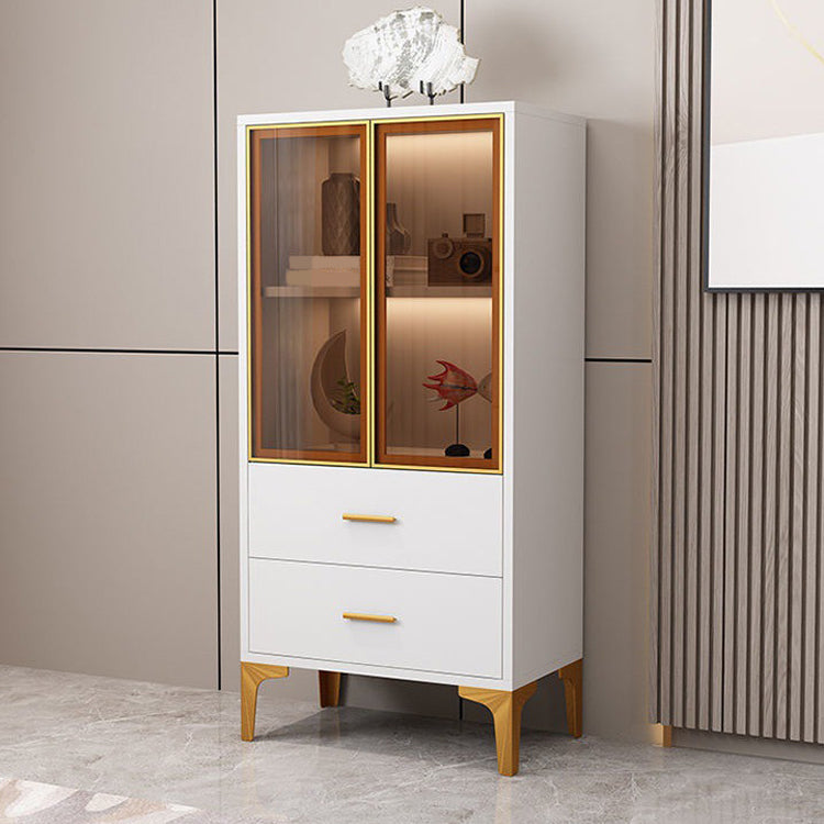 Glam Glass Door Server Wood Dinner Server Cabinet without LED Lights Clearhalo 'buffet_sideboard' 'Buffets & Sideboards' 'furn' 'furn_buffet_sideboard' 'Furniture' 'Kitchen & Dining Furniture' 6609859