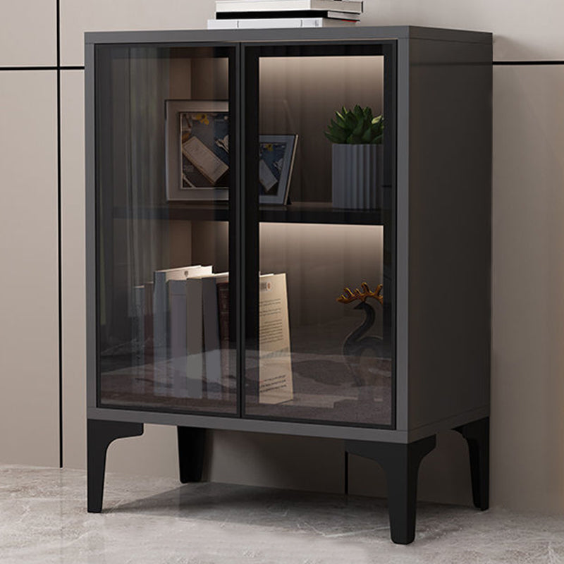 Glam Glass Door Server Wood Dinner Server Cabinet without LED Lights Clearhalo 'buffet_sideboard' 'Buffets & Sideboards' 'furn' 'furn_buffet_sideboard' 'Furniture' 'Kitchen & Dining Furniture' 6609860