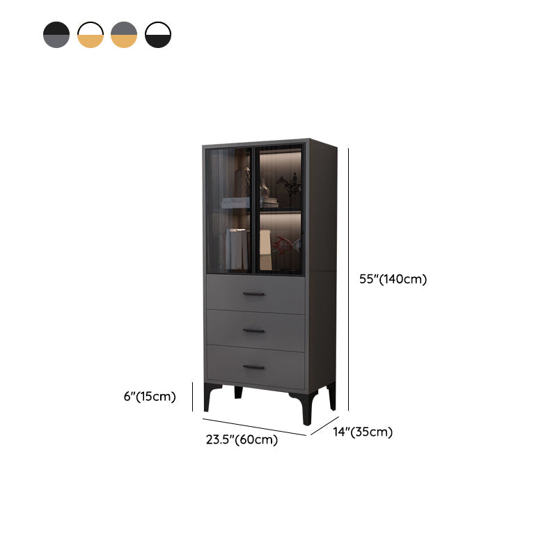 Glam Glass Door Server Wood Dinner Server Cabinet without LED Lights Clearhalo 'buffet_sideboard' 'Buffets & Sideboards' 'furn' 'furn_buffet_sideboard' 'Furniture' 'Kitchen & Dining Furniture' 6609864