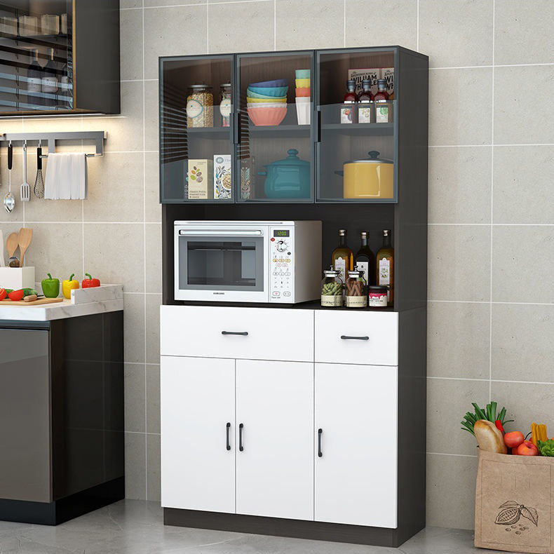 Server per la cena in stile glam ingegnerizzato in legno con archiviazione aperta