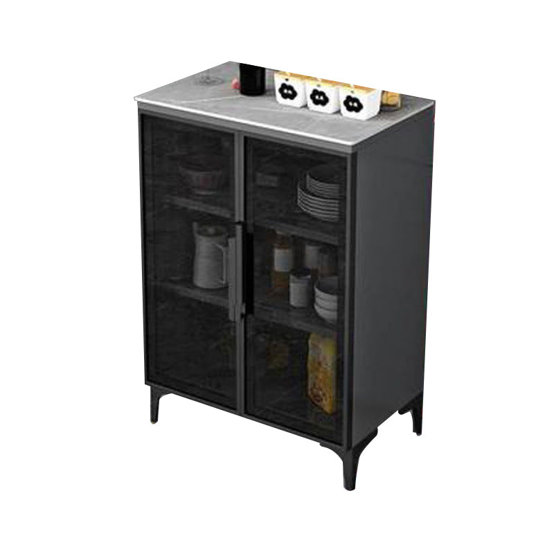 Modern Style Dinner Server Engineered Wood Server with Metal Legs 24"L x 14"W x 35"H Grey Glass Clearhalo 'buffet_sideboard' 'Buffets & Sideboards' 'furn' 'furn_buffet_sideboard' 'Furniture' 'Kitchen & Dining Furniture' 6609980