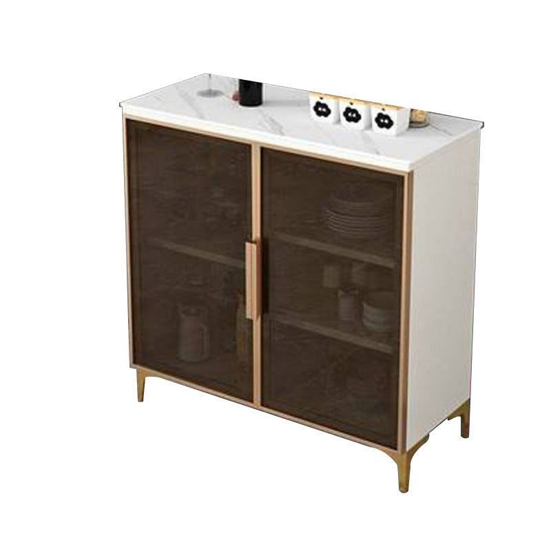 Modern Style Dinner Server Engineered Wood Server with Metal Legs White Glass Clearhalo 'buffet_sideboard' 'Buffets & Sideboards' 'furn' 'furn_buffet_sideboard' 'Furniture' 'Kitchen & Dining Furniture' 6609986