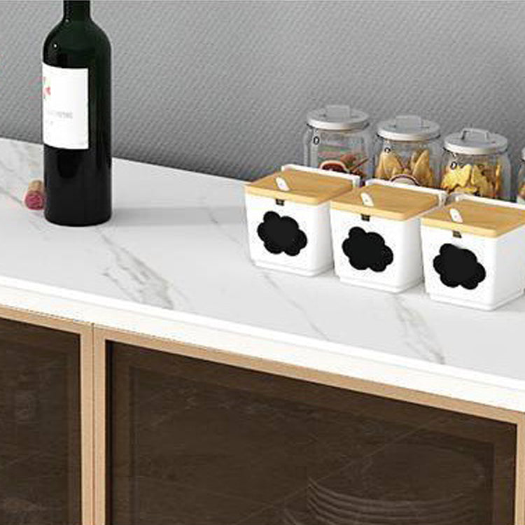 Modern Style Dinner Server Engineered Wood Server with Metal Legs ...