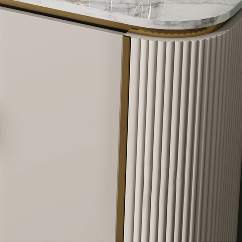 Scheda laterale di pietra per tavolino a buffet moderno con armadi e cassetti