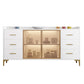 Contemporary Style Buffet Table Wood Side Board with Cabinets and Drawers