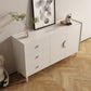 3-drawer Sideboard Table Pine Solid Wood Sideboard Cabinet for Kitchen