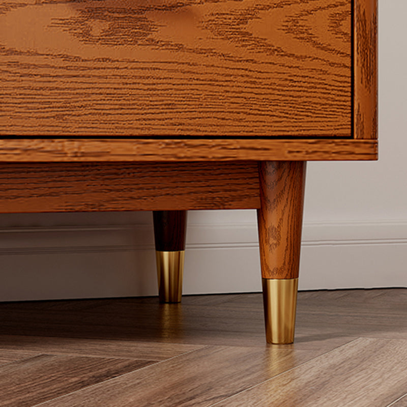 Scheda laterale in legno massiccio contemporaneo con armadi e cassetti