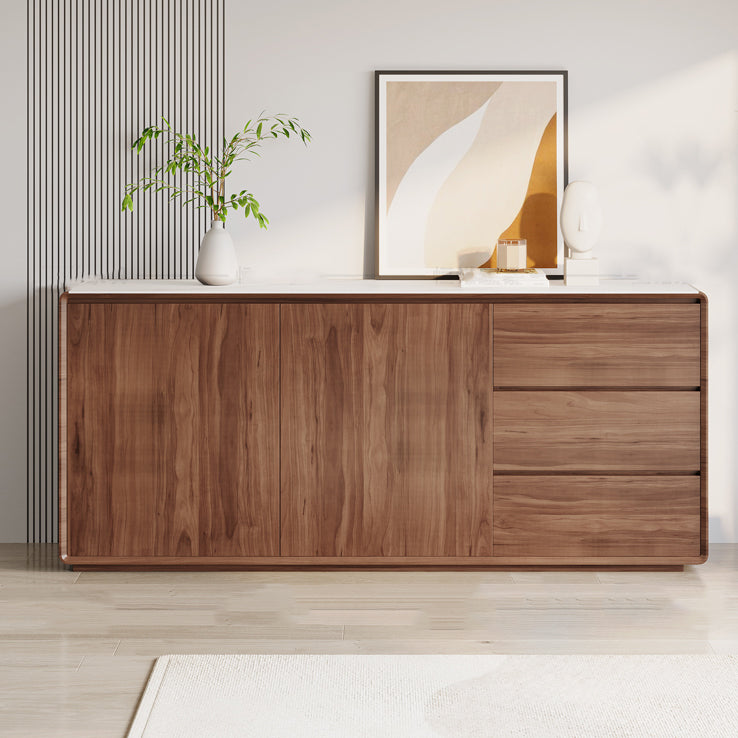Sideboard a buffet marrone con cassetti server per pranzo contemporanei