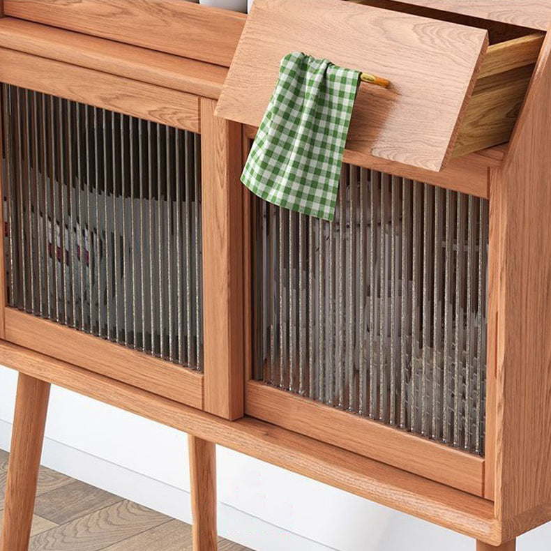 Server per cena in stile moderno Server di archiviazione aperta in legno massiccio con 2 porte