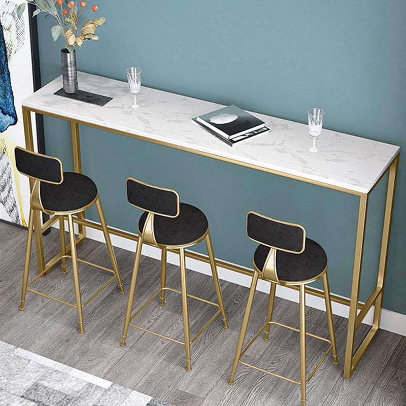 Rectangular Bar Height Table Gold Legs and Metal Base Bistro Pub Table 47.2"L x 15.7"W x 41.3"H Without Chairs Clearhalo 'Bar Furniture' 'Bar Tables' 'bar_tables' 'furn' 'furn_bar_tables' 'Furniture' 'Kitchen & Dining Furniture' 6610342