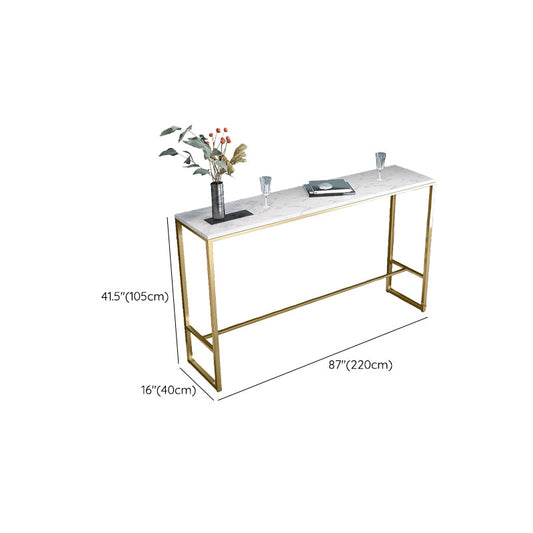 Rectangular Bar Height Table Gold Legs and Metal Base Bistro Pub Table Clearhalo 'Bar Furniture' 'Bar Tables' 'bar_tables' 'furn' 'furn_bar_tables' 'Furniture' 'Kitchen & Dining Furniture' 6610348