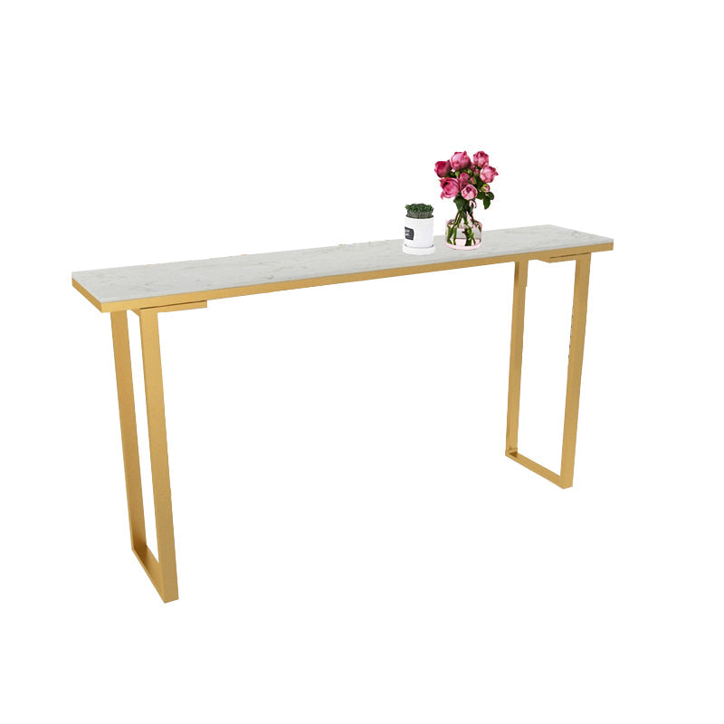 Marble Top Bar Table Rectangle Contemporary Style Pub Table for Cafe White-Gold Without Chairs Clearhalo 'Bar Furniture' 'Bar Tables' 'bar_tables' 'furn' 'furn_bar_tables' 'Furniture' 'Kitchen & Dining Furniture' 6610414