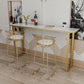 Marble Top Bar Table Rectangle Contemporary Style Pub Table for Cafe 63"L x 15.7"W x 41.3"H White-Gold Without Chairs Clearhalo 'Bar Furniture' 'Bar Tables' 'bar_tables' 'furn' 'furn_bar_tables' 'Furniture' 'Kitchen & Dining Furniture' 6610416