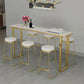 Marble Top Bar Table Rectangle Contemporary Style Pub Table for Cafe 55.1"L x 15.7"W x 41.3"H White-Gold Without Chairs Clearhalo 'Bar Furniture' 'Bar Tables' 'bar_tables' 'furn' 'furn_bar_tables' 'Furniture' 'Kitchen & Dining Furniture' 6610417