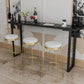 Marble Top Bar Table Rectangle Contemporary Style Pub Table for Cafe 63"L x 15.7"W x 41.3"H Black Without Chairs Clearhalo 'Bar Furniture' 'Bar Tables' 'bar_tables' 'furn' 'furn_bar_tables' 'Furniture' 'Kitchen & Dining Furniture' 6610418