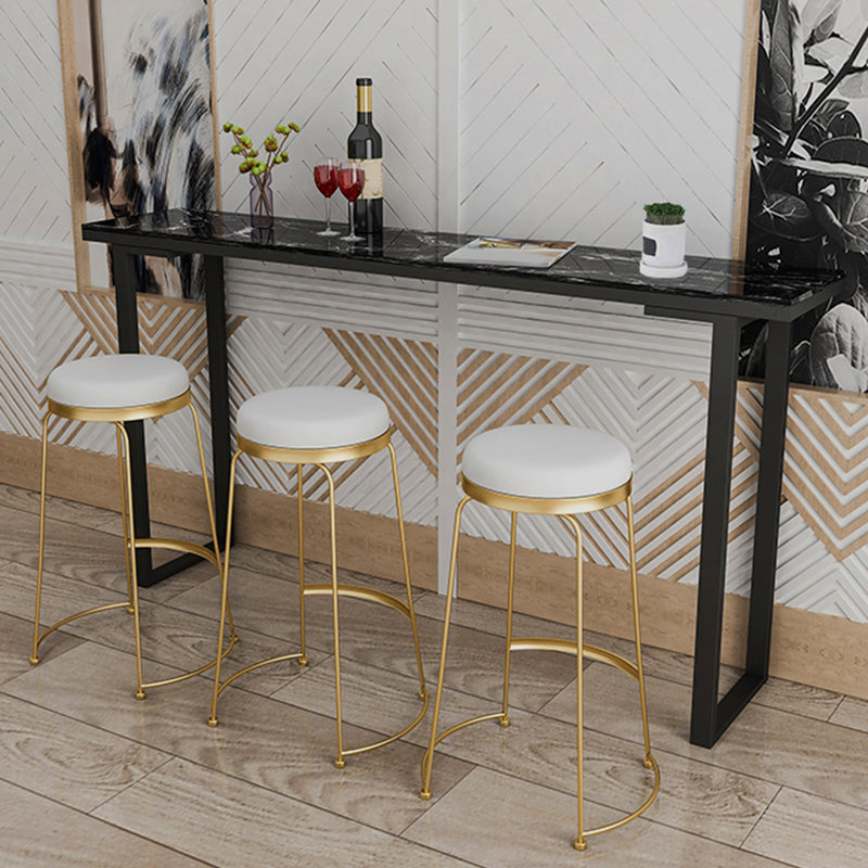 Marble Top Bar Table Rectangle Contemporary Style Pub Table for Cafe 63"L x 15.7"W x 41.3"H Black Without Chairs Clearhalo 'Bar Furniture' 'Bar Tables' 'bar_tables' 'furn' 'furn_bar_tables' 'Furniture' 'Kitchen & Dining Furniture' 6610418