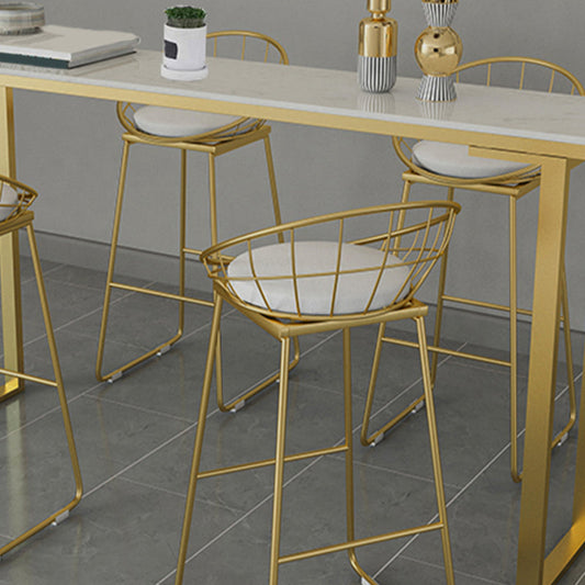 Marble Top Bar Table Rectangle Contemporary Style Pub Table for Cafe