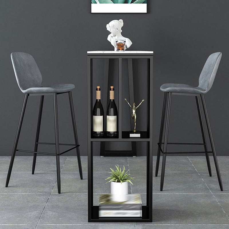 Mesa de bar de piedra sinterizada Mesa de bar rectangular moderna con estantes de almacenamiento