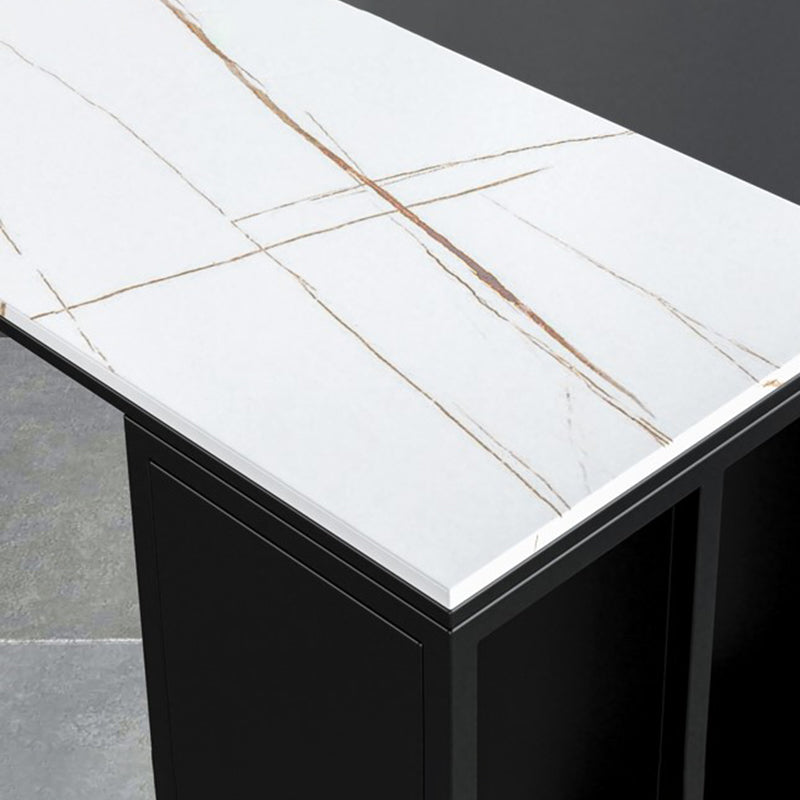 Mesa de bar de piedra sinterizada Mesa de bar rectangular moderna con estantes de almacenamiento