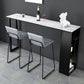 Mesa de bar de piedra sinterizada Mesa de bar rectangular moderna con estantes de almacenamiento