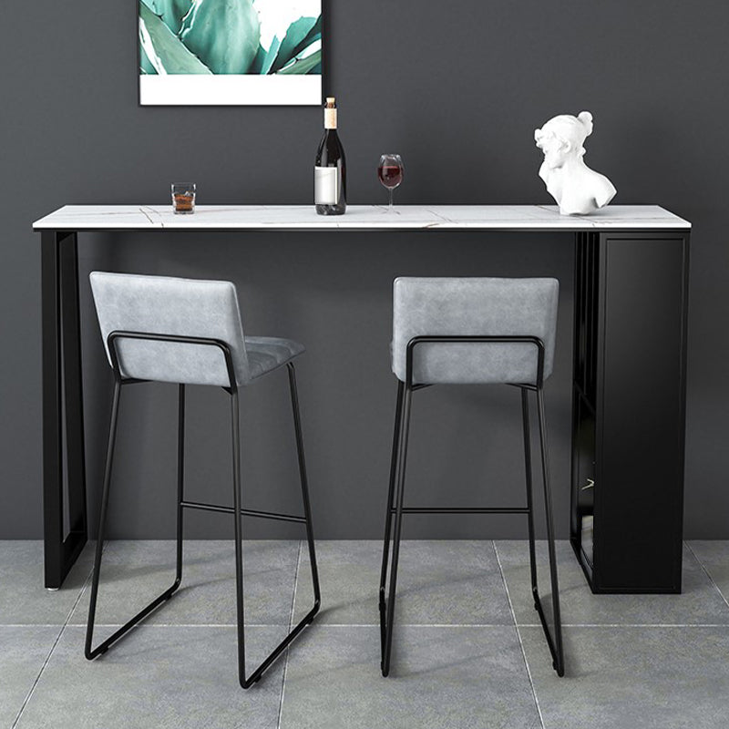 Mesa de bar de piedra sinterizada Mesa de bar rectangular moderna con estantes de almacenamiento