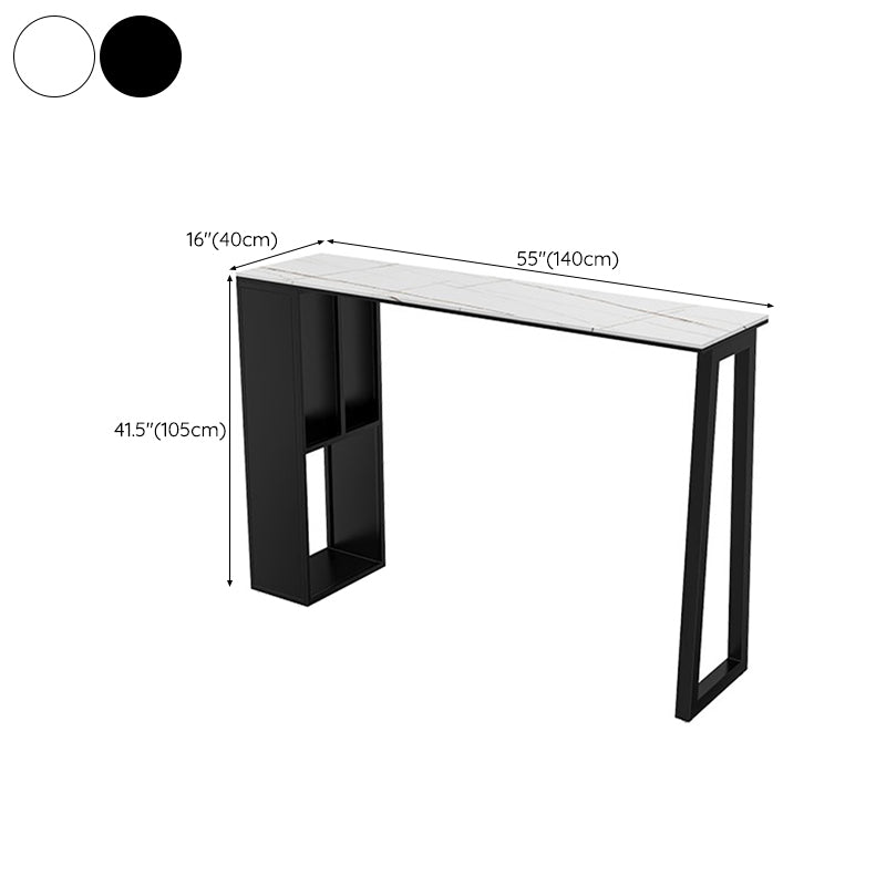 Mesa de bar de piedra sinterizada Mesa de bar rectangular moderna con estantes de almacenamiento