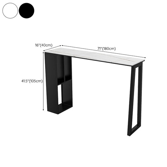 Sintered Stone Bar Table Modern Rectangle Bar Table with Storage Shelves
