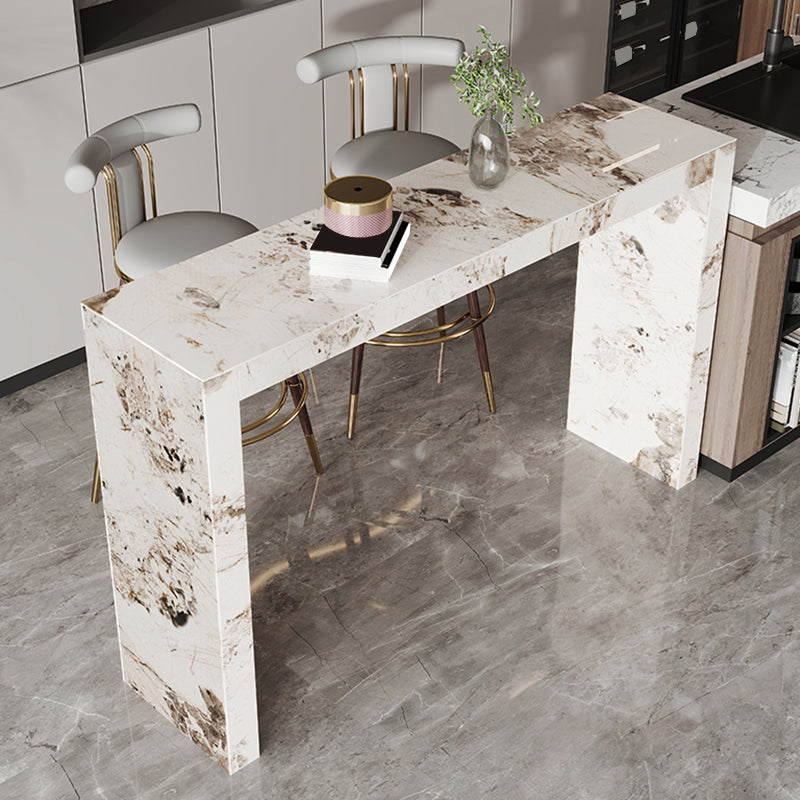 Glam Rectangle Bistro Bar Table Sintered Stone Bar Table for Home 70.9"L x 15.7"W x 39.4"H Without Chairs Clearhalo 'Bar Furniture' 'Bar Tables' 'bar_tables' 'furn' 'furn_bar_tables' 'Furniture' 'Kitchen & Dining Furniture' 6610473