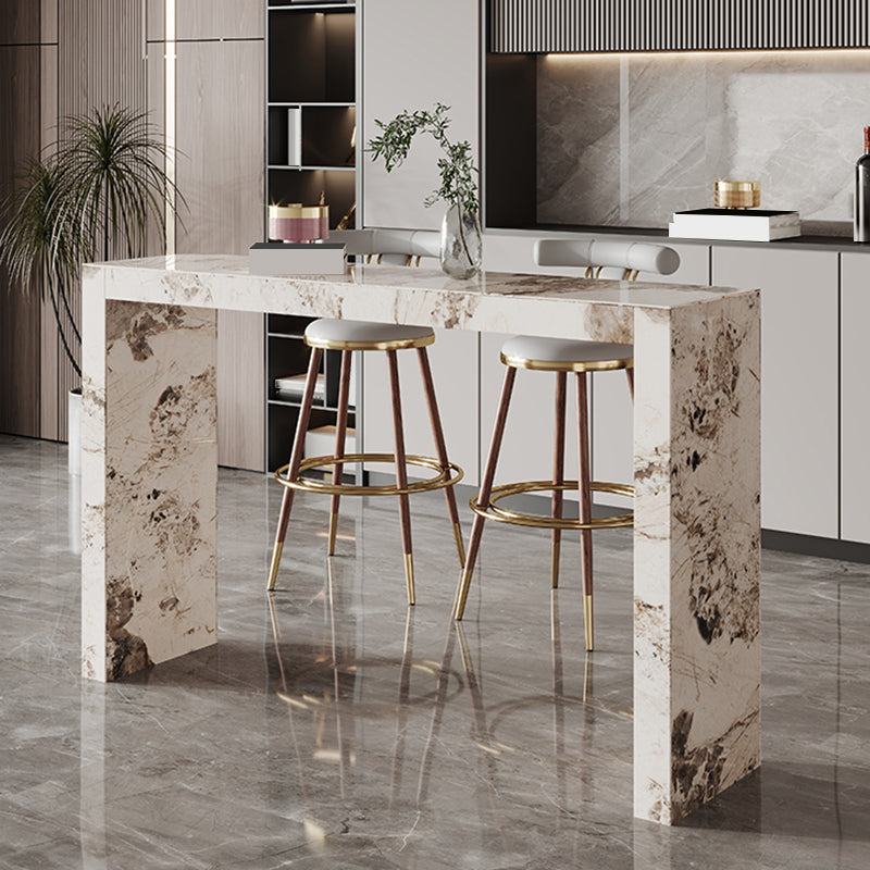Glam Rectangle Bistro Bar Table Sintered Stone Bar Table for Home 55.1"L x 15.7"W x 39.4"H Without Chairs Clearhalo 'Bar Furniture' 'Bar Tables' 'bar_tables' 'furn' 'furn_bar_tables' 'Furniture' 'Kitchen & Dining Furniture' 6610474
