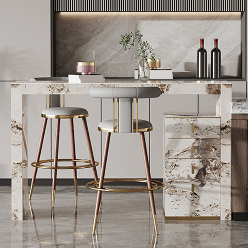 Glam Rectangle Bistro Bar Table Sintered Stone Bar Table for Home 63"L x 15.7"W x 39.4"H Without Chairs Clearhalo 'Bar Furniture' 'Bar Tables' 'bar_tables' 'furn' 'furn_bar_tables' 'Furniture' 'Kitchen & Dining Furniture' 6610476