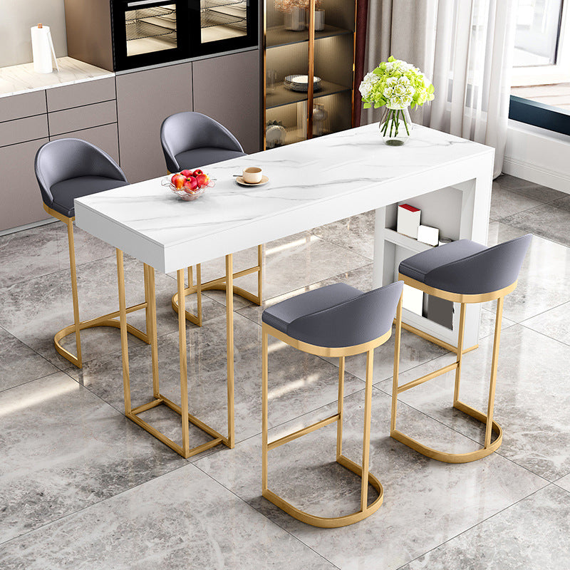 Rectangle Bistro Bar Table Sintered Stone Bar Table with Shelves 63"L x 15.7"W x 41.3"H Without Chairs Clearhalo 'Bar Furniture' 'Bar Tables' 'bar_tables' 'furn' 'furn_bar_tables' 'Furniture' 'Kitchen & Dining Furniture' 6610484