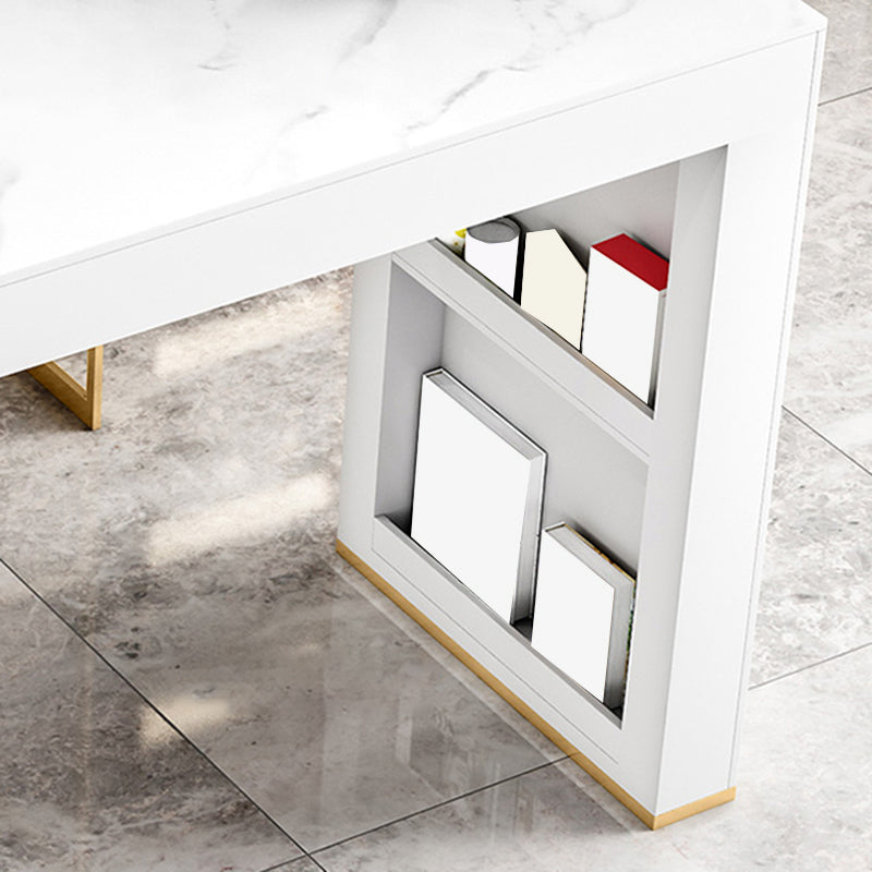 Rectangle Bistro Bar Table Sintered Stone Bar Table with Shelves Clearhalo 'Bar Furniture' 'Bar Tables' 'bar_tables' 'furn' 'furn_bar_tables' 'Furniture' 'Kitchen & Dining Furniture' 6610490