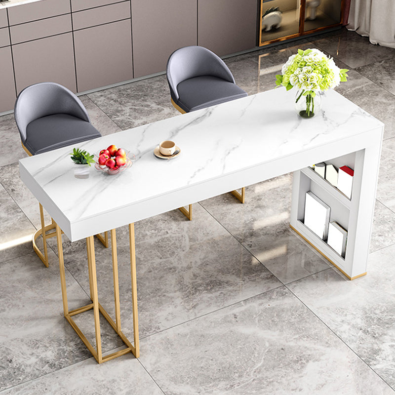 Rectangle Bistro Bar Table Sintered Stone Bar Table with Shelves Clearhalo 'Bar Furniture' 'Bar Tables' 'bar_tables' 'furn' 'furn_bar_tables' 'Furniture' 'Kitchen & Dining Furniture' 6610492