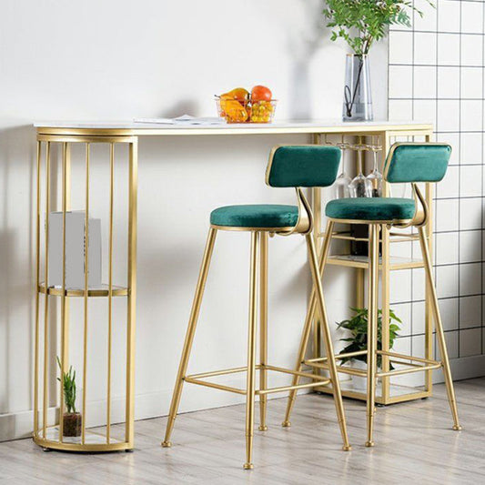 Industrial Style Bistro Bar Desk Marble Top Specialty Pub Table for Cafe